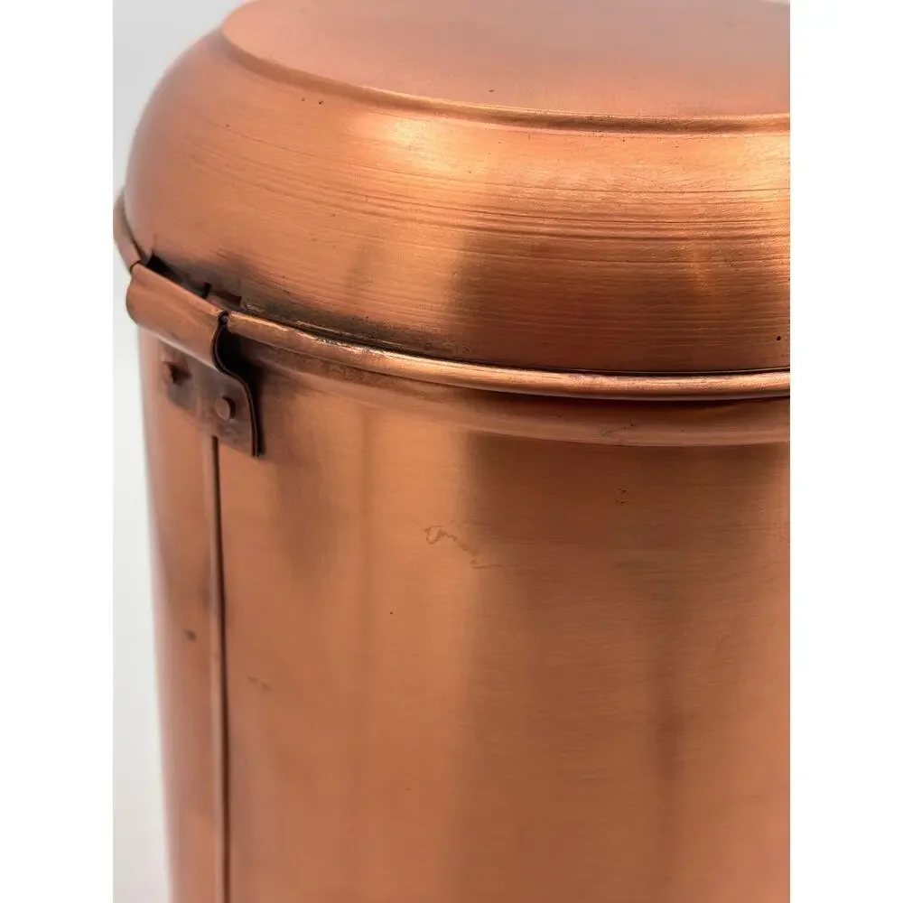 Vintage Copper Flour Canister with Latch Lid and Black Lettering